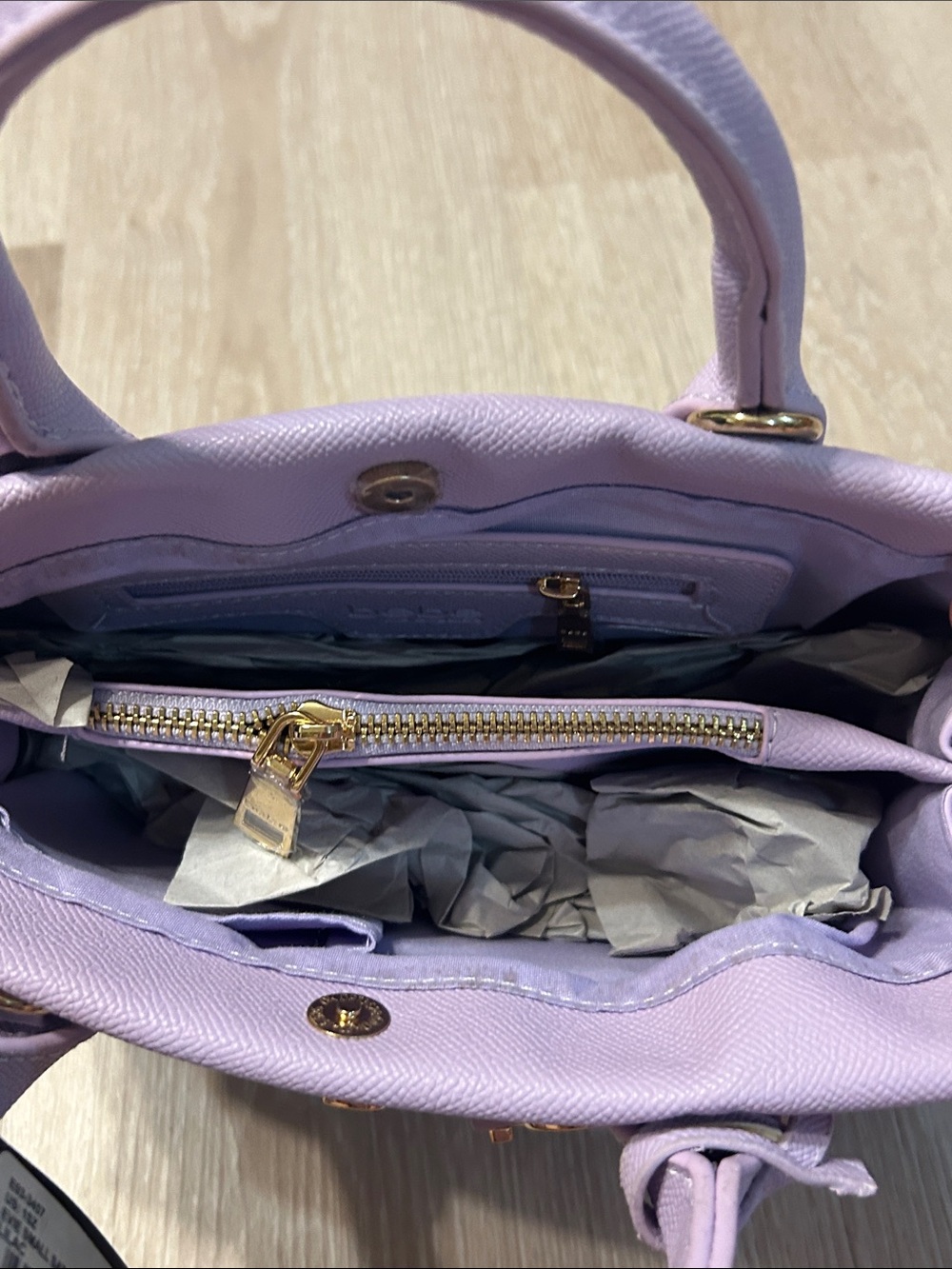Bebe Los Angeles NWT Evie Satchel Lilac Purple Small Handbag Crossbody Strap - Picture 7 of 8